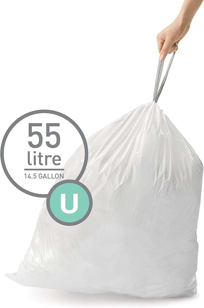 simplehuman Code U 100 Count, Dispenser Pack Custom Fit Liners, Drawstring