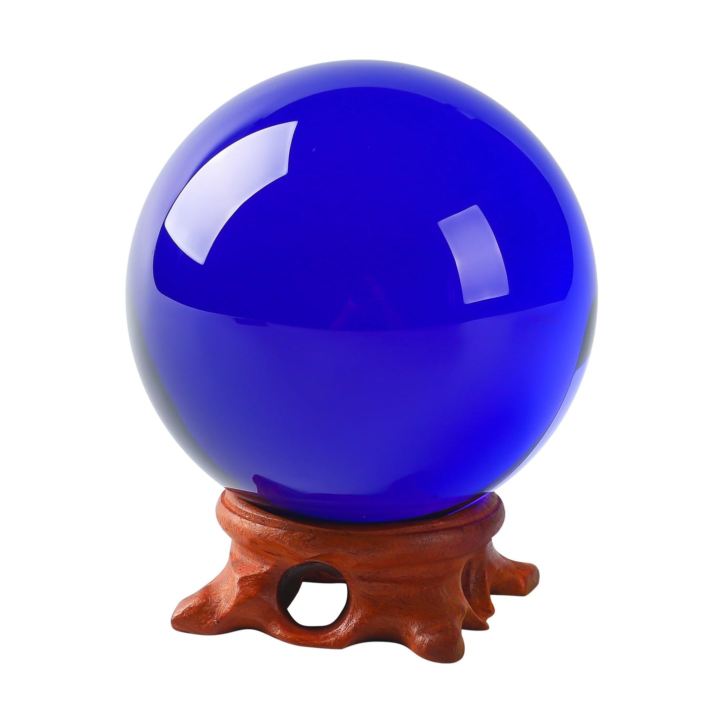 Small Dark Blue Crystal Ball 60mm/2.3 inch with Rose Wooden Stand and Gift Box for lensball Photography,Fortune Teller,Feng Shui, Witchcraft Decor,Scrying,Magic,Glass Orb Prop Decorative Sphere