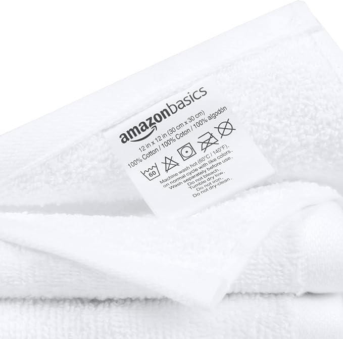 Amazon Basics Fast Drying Cotton Washcloths