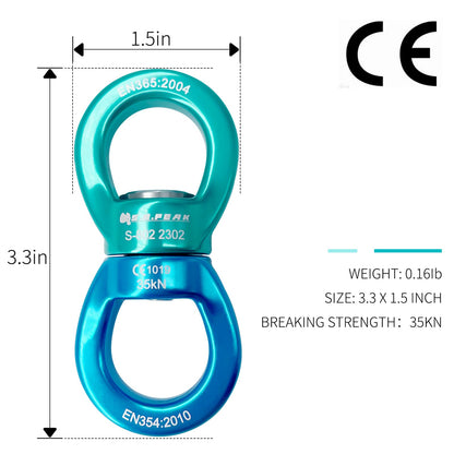 S.E.PEAK 35kN Swing Swivel, CE Certified 360°Rotational Device, Silent Hanging Accessory for Tree Swing, Aerial Dance
