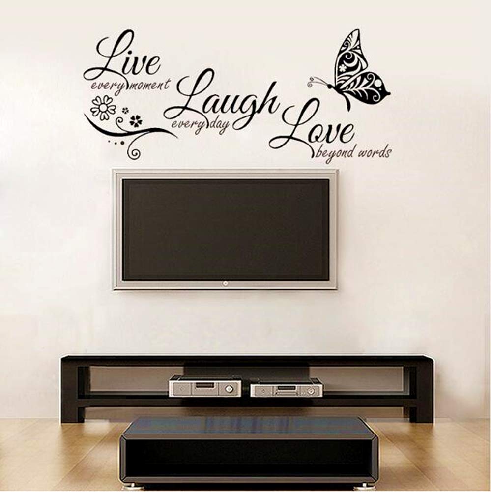 Live Love Laugh Set 3 Wall Sticker Motivational Decals,Family Inspirational Wall Stickers Quotes(18x39, Black)