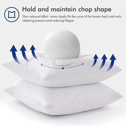 MIULEE 22x22 Pillow Inserts,Set of 2 Down Feather Throw Pillows for Couch Sofa Bed, Decorative Fluffy Throw Pillow Inserts Cotton Fabric,White