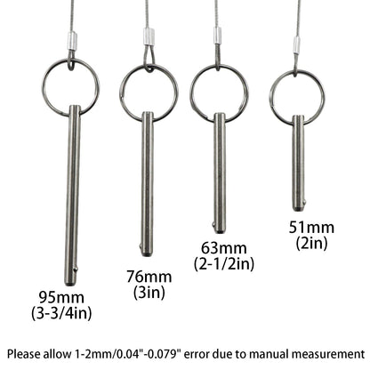 Quick Release Pin, Diameter 1/4"(6.3mm), Total Length 3"(76mm), Effective Length 2.4"(61mm), Full 316 Stainless Steel, Bimini Top Pin, Marine Hardware 4 Pack
