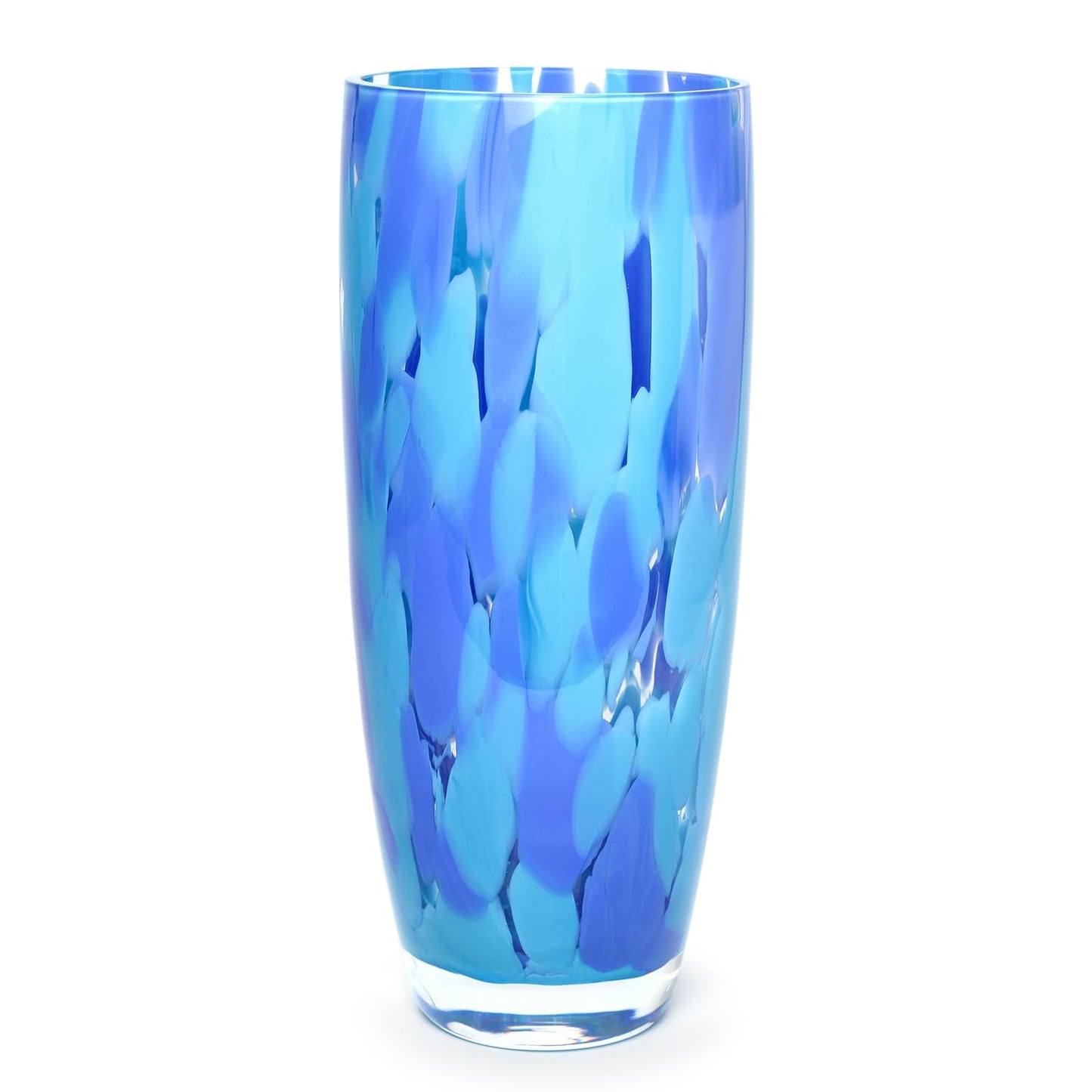 Ca D Oro Murano-Style Glass Vase Blue Confetti Effect Hand Blown Art Glass Crystal for Flower, Room Decoration and Centerpiece - Model AD3