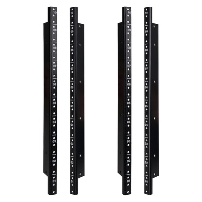 Sound Town 4-Pack 10U Steel Rack Rails, with Black Powder Coated Finish and Screws (ST-RR-10UX2)