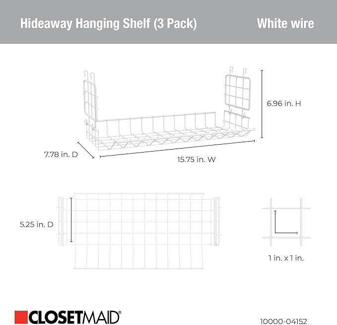 ClosetMaid Hideaway Behind-the-Hangers Hanging Wire Shelf