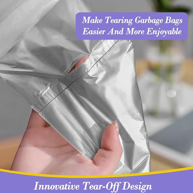 3 Gallon 180pcs Small Grey Trash Bags Plastic Strong Grey Garbage Bags