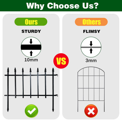 Thealyn Metal Decorative Garden Fence 22" Wide x 18" High (5 Panels, Total Length 9.17 feet), Metal Border Folding Fence, Landscape Fencing for Flower Bed, Yard, Animal Barrier