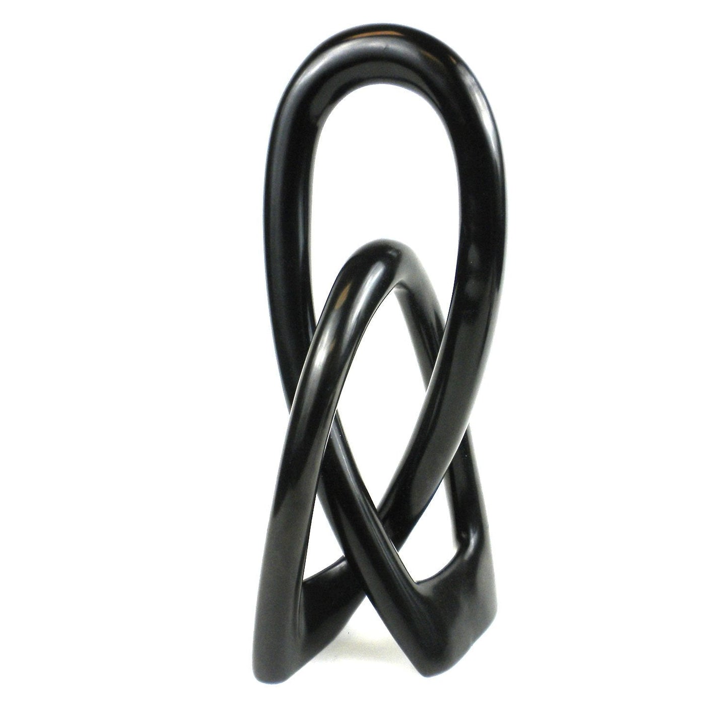 Global Crafts - Soapstone Lovers Knot Sculpture - 10 in Black