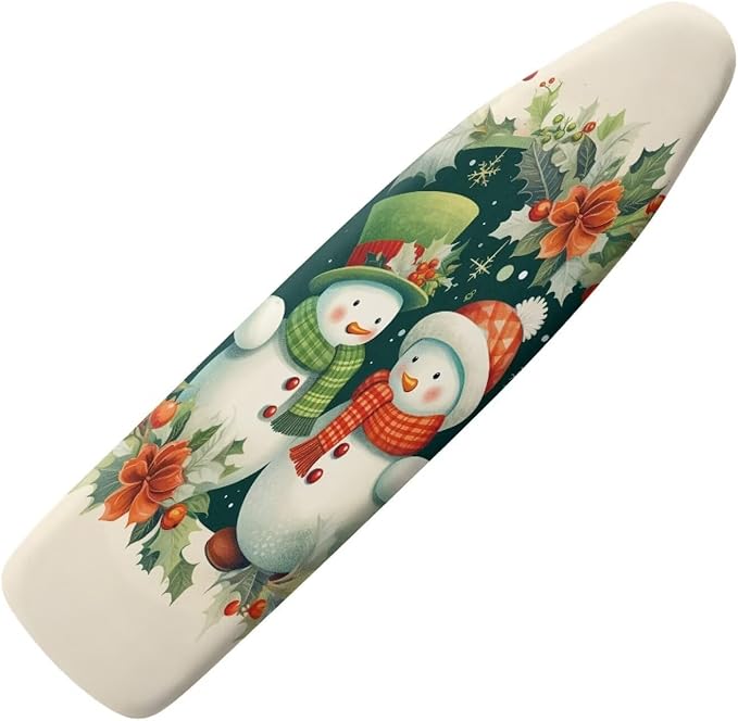 ZDCUSTOM Couple Snowman Ironing Board Cover, Merry Christmas Non Stick Scorch