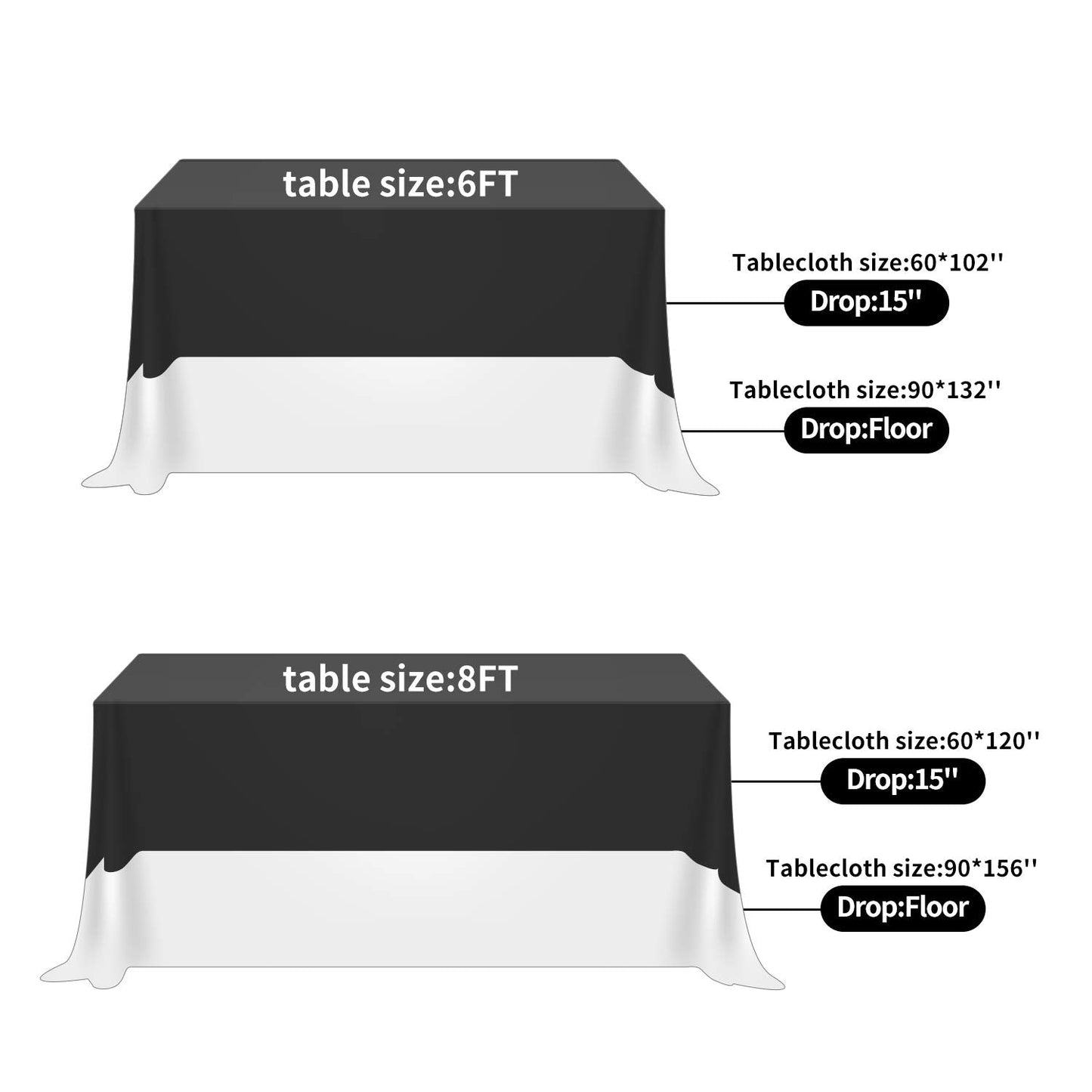 Fokitut 2 Pack Waterproof Rectangle Tablecloth, 90x156 Inch,Stain Resistant and Wrinkle Polyester Table Cloth, Fabric Table Cover for Kitchen Dining, Wedding, Party, Holiday Dinner-Royal Blue