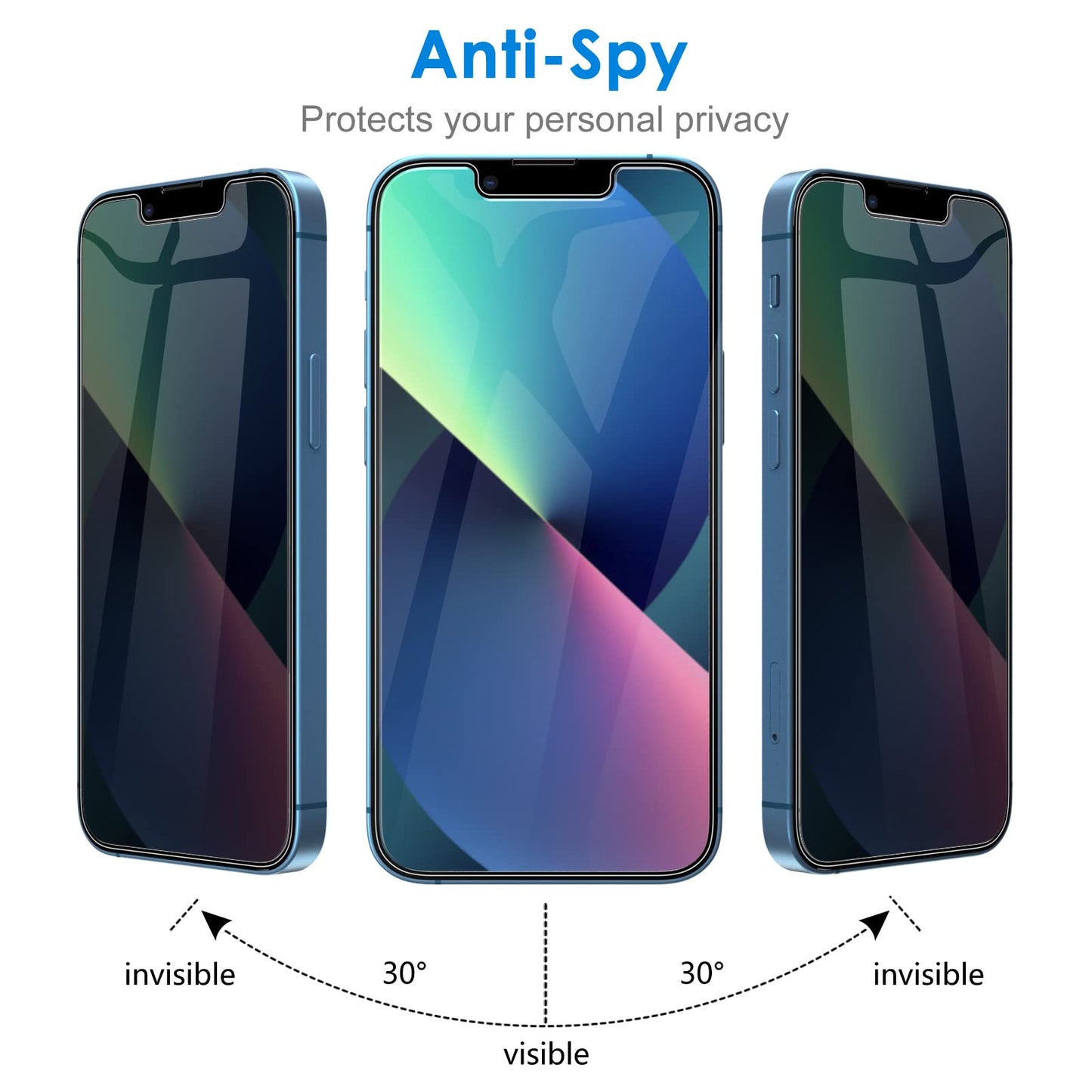 JETech Privacy Screen Protector for iPhone 11 and iPhone XR 6.1-Inch, Anti Spy Tempered Glass Film, 2-Pack