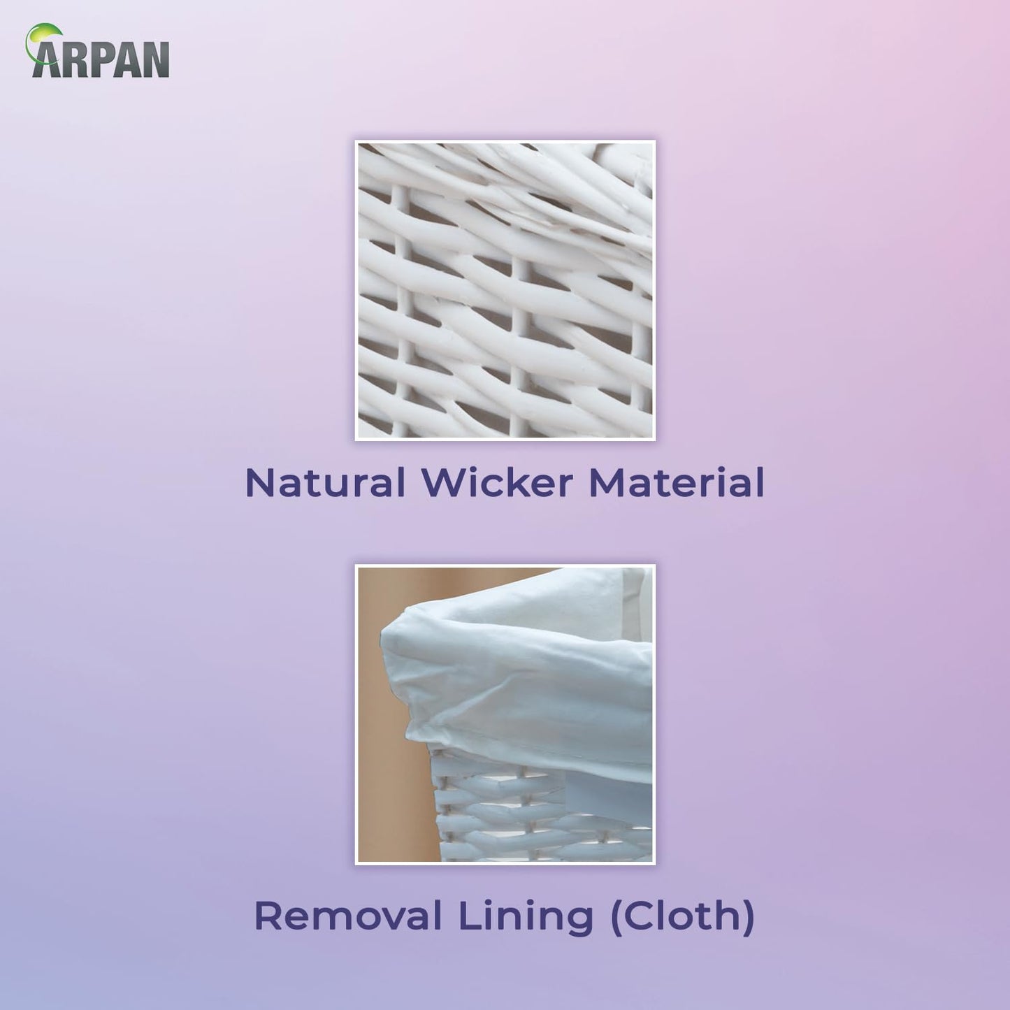 Arpan White Wicker Storage & Hamper Basket with White Cloth Lining – Small, Medium & Large Gift Baskets for Xmas, Wedding, Confetti & Parties, Snack Basket, Wicker Baskets Multipack
