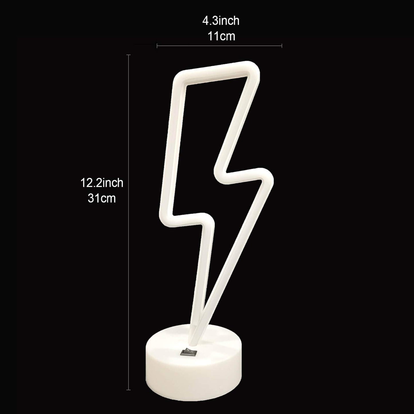 VIFULIN Pink Lightning Bolt Neon Sign, Aesthetic Room Decor for Bedroom, Battery/USB Operated LED Light with Base