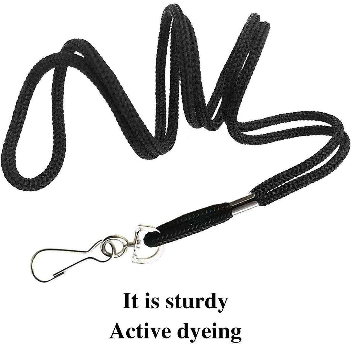 KAKAMINA 120 Pack Badge Lanyards, for ID Badges, Black Lanyard Badge Holder Office Business Card Lanyards Key Lanyards Students ID Card with 18" Inch and J Hook(Black)