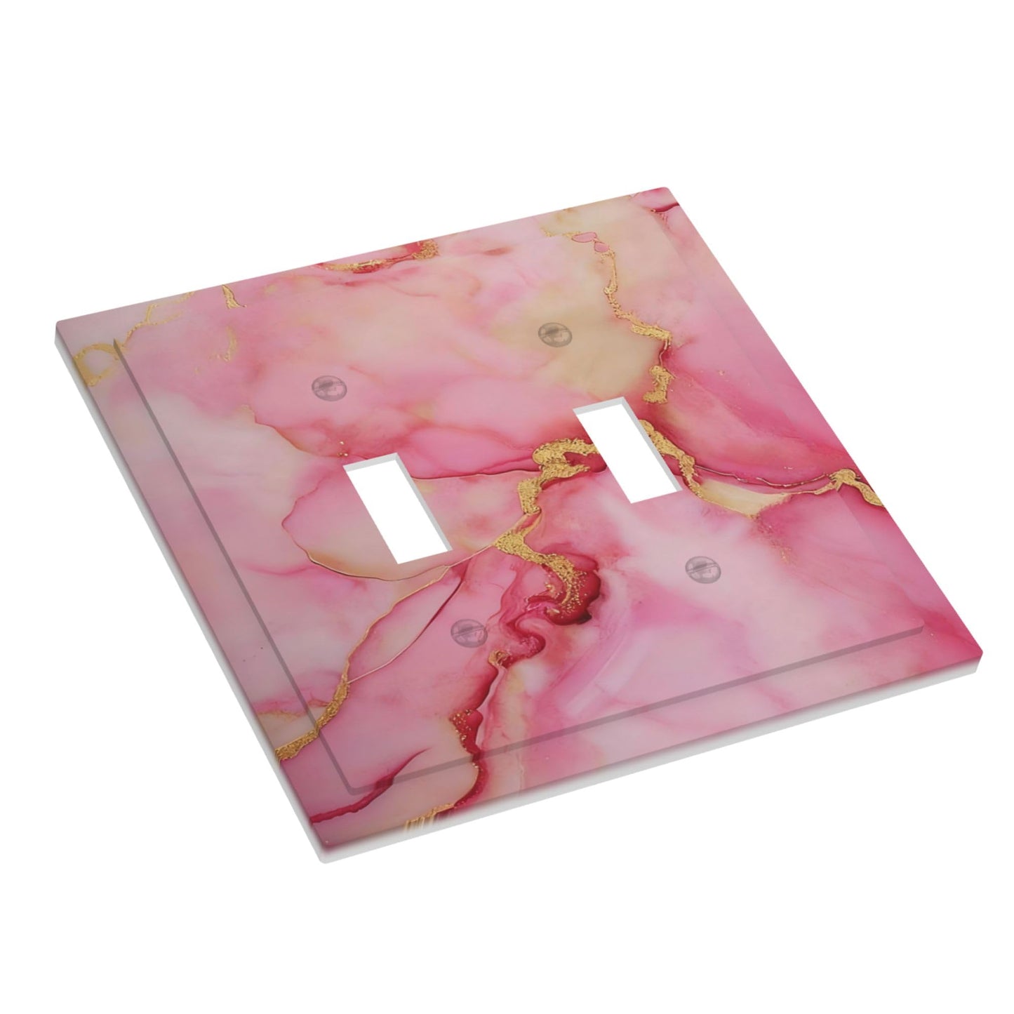 Decorative Art Light Switch Covers Pink & Gold Flow 2 Gang Double Toggle Wall Plate Decorative Switchcover Electrical Switchplate for Home Decor