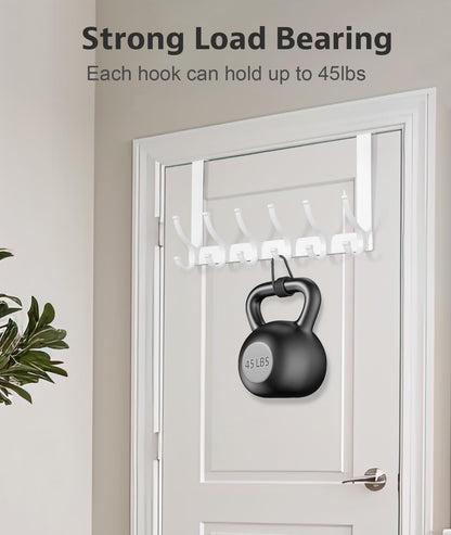 Optish Over The Door Hooks, Door Hanger Hooks for Hanging, Over The Doors Towel Racks for Bathroom, Coat Rack Dorm Essentials (1Pack, White, Fit 1-3/4" Doors)