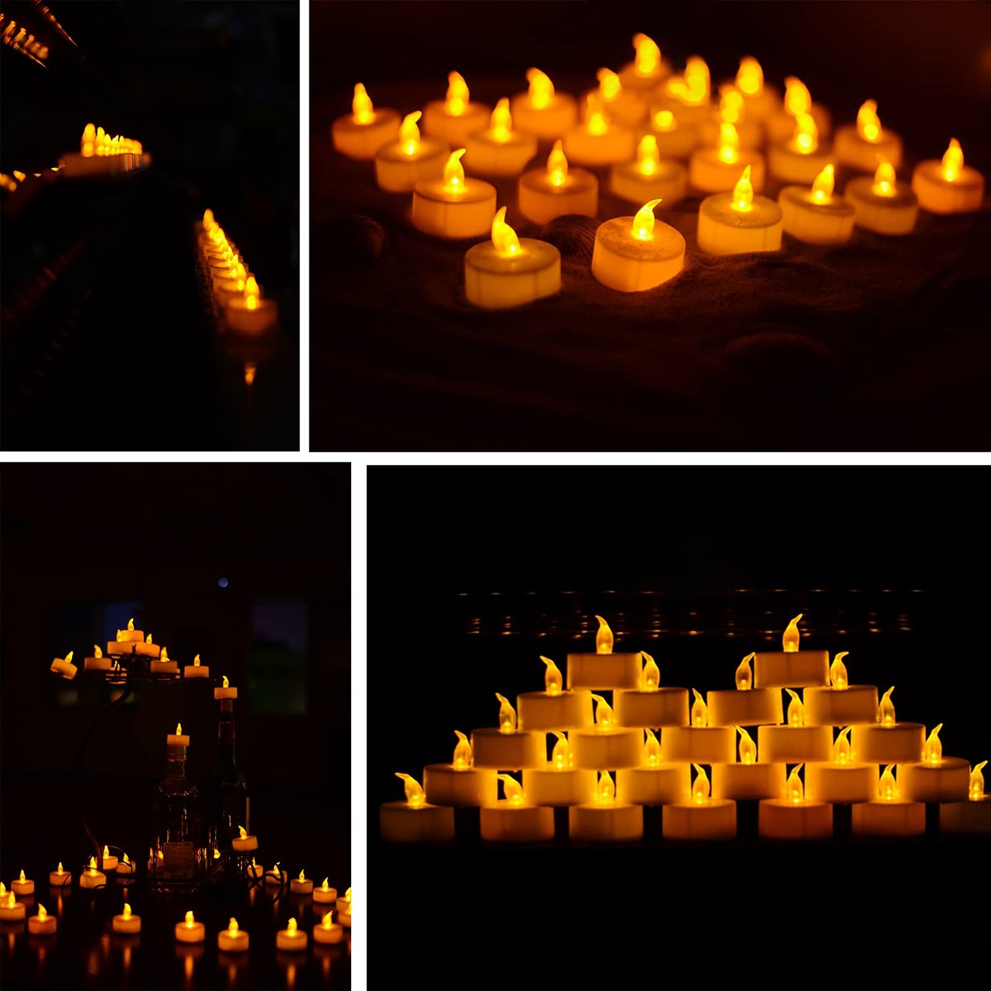 VETOUR 50Pcs Tea Lights Candles Battery Operated: Realistic LED Flameless Tea Light Candle Steady Battery Tealights Long Lasting Flickering Fake Candles Christmas Gifts Home Decoration