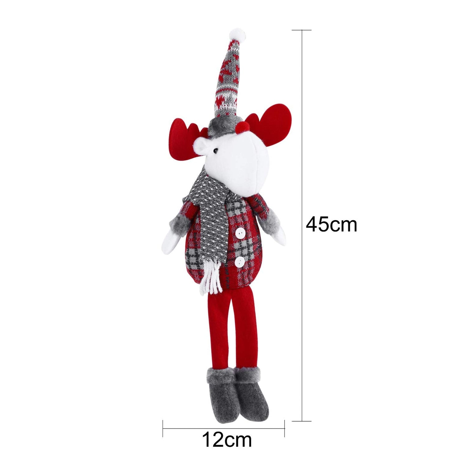 SIQITECHNO Christmas Decorations Long-Legged Santa Claus Elk Mouse Snowmen Sitting Hanging Plush Figurine Doll Ornaments for Home Window Table Fireplace Shelf Sitter Christmas Party Decoration Gifts