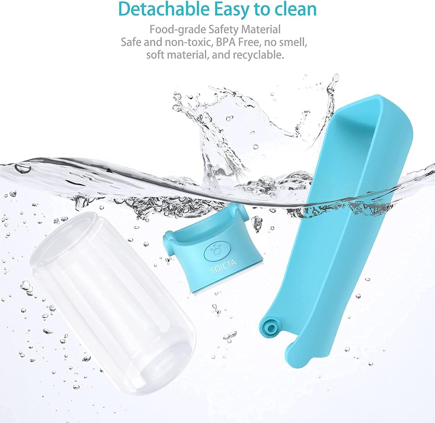 SOICTA Portable Dog Small Animals Water Bottle for Walking 19 OZ or 12 OZ Pet Water Bottles for Puppy Medium Large Dogs Little Animals Water Dispenser Dog Small Animals Water Bowl (19OZ Blue)