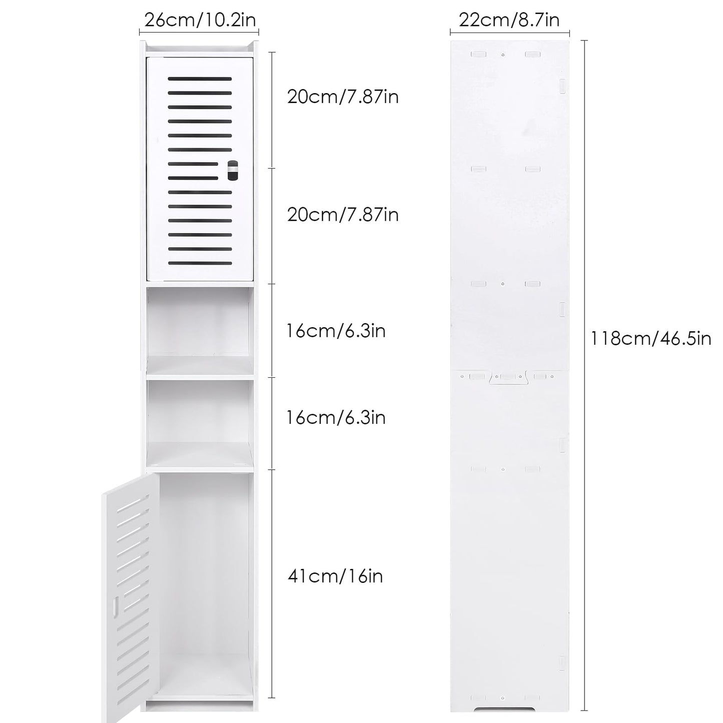 AIIKTOTA BBathroom Storage Cabinet, Floor Standing Display Cabinet, Home Storage Furniture Organizer Unit for Office Living Room Kitchen Entryway, White