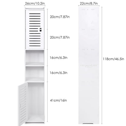 AIIKTOTA BBathroom Storage Cabinet, Floor Standing Display Cabinet, Home Storage Furniture Organizer Unit for Office Living Room Kitchen Entryway, White