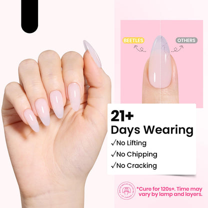 Beetles Hema Free Hard Gel for Nails,2.12 oz 9 in 1 Hard Gel for Nail Extension & Strengthening Broken Nail Repair with Flat Brush 100 Pcs Nail Forms UV LED Lamp Cured Salon Nail Technicians Women