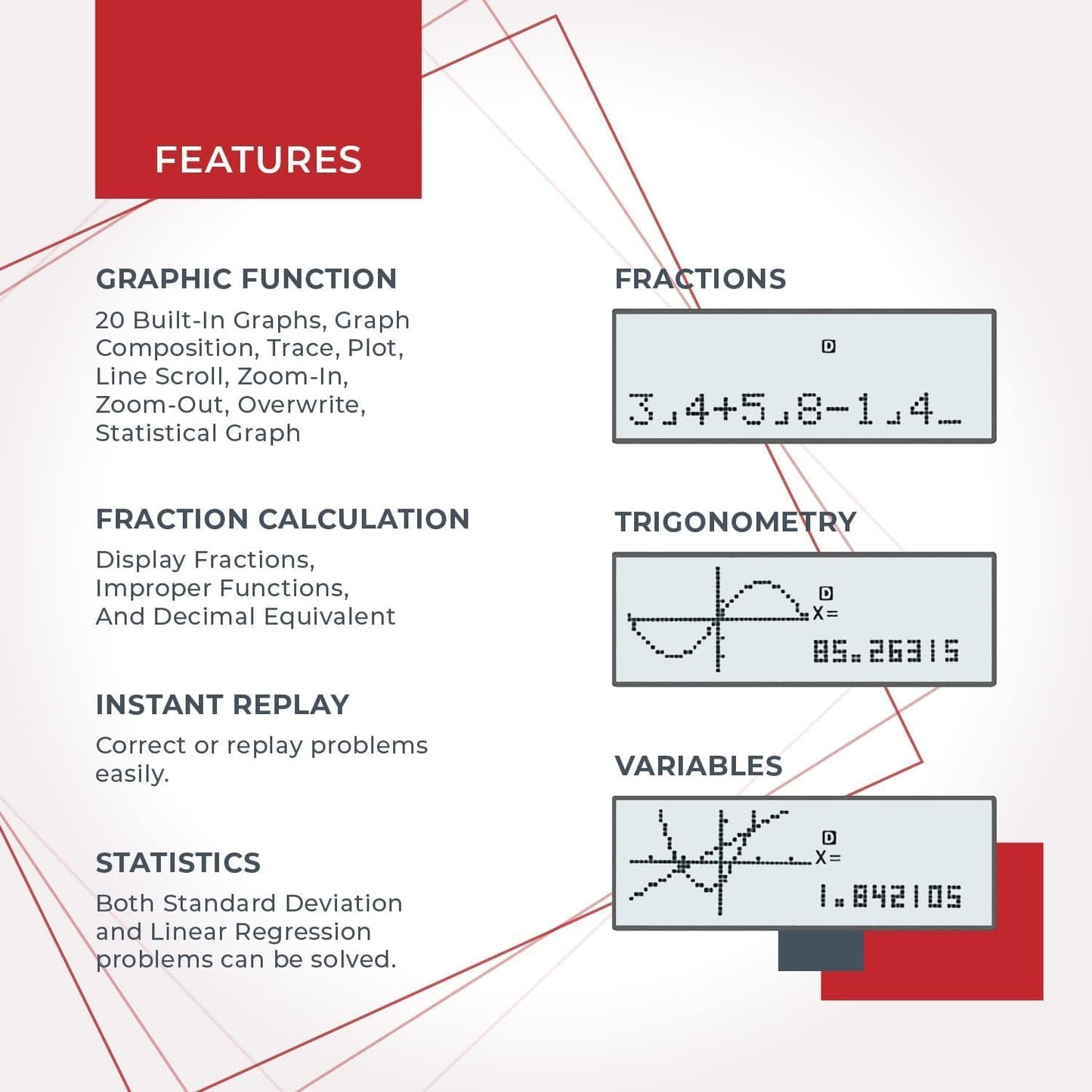 CATIGA Scientific Calculator with Graphic Functions, Multiple Modes with Intuitive Interface, Perfect for Beginner and Advanced Courses, High School or College, CS-121