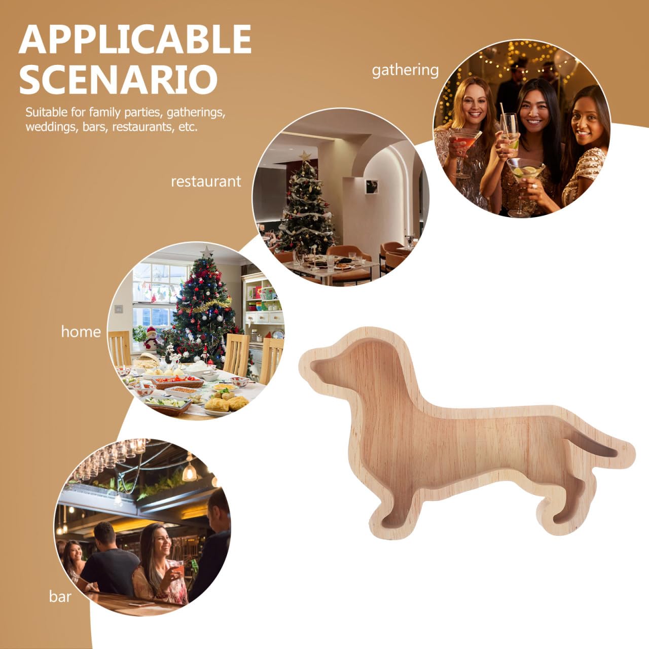 GARVALON Christmas Dachshund Dog Shaped Snack Serving Tray Creative Dessert Plate for Fruits Treats Unique Dish for Holiday Gatherings Parties for Dachshund