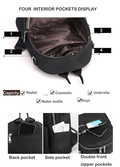 JIANLINST Women's Mini Backpack Purse Girls Fashion Shoulder Bags Water resistant Casual Daypack Rucksack Black