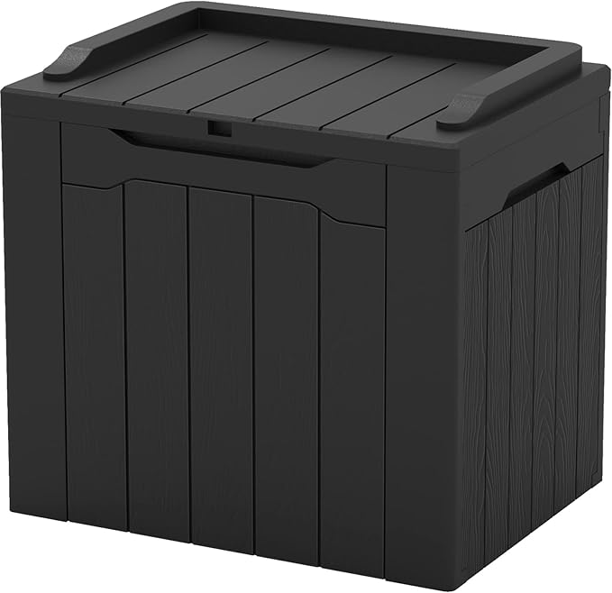 Patiowell 30 Gallon Resin Deck Box, Outdoor Storage Box for Patio Furniture, Deliveries, Pool Supplies,Waterproof and Lockable, Black
