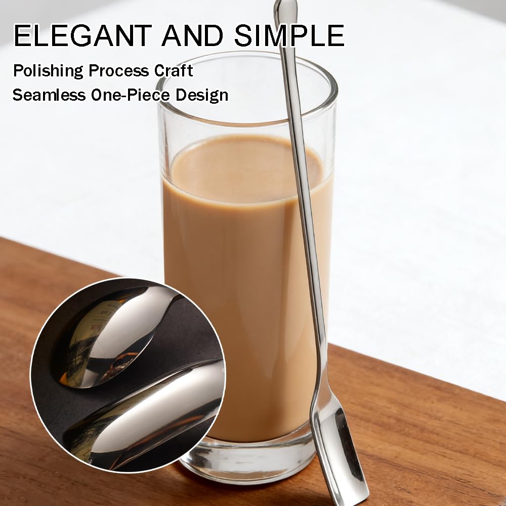 Ouliget Long Handle Tea Coffee Spoons,Square Head Coffee Stirring Spoon,Coffee Stir Sticks Drink Stirring Spoons,Tiny Salt Condiment Spoon,Coffee Bar Accessories,2 Pieces,9.3 Inches
