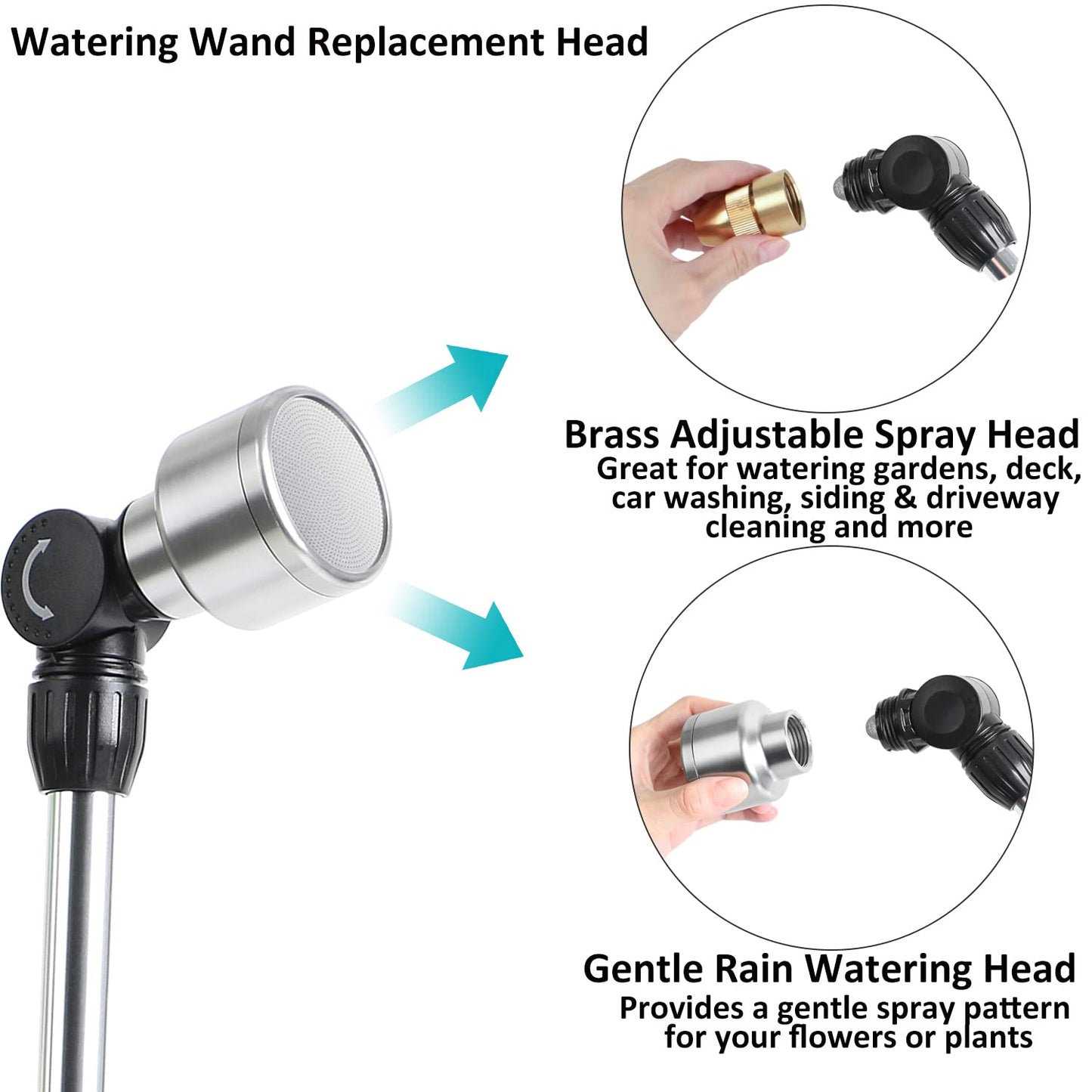 STYDDI Soft Rain Watering Wand with Pivoting Head and Thumb Control, 28" Gentle 1008Holes Classic Rain Wand with Replace Brass Nozzle, Perfect for Hanging Baskets, Planters, Greenhouses and Seedbed