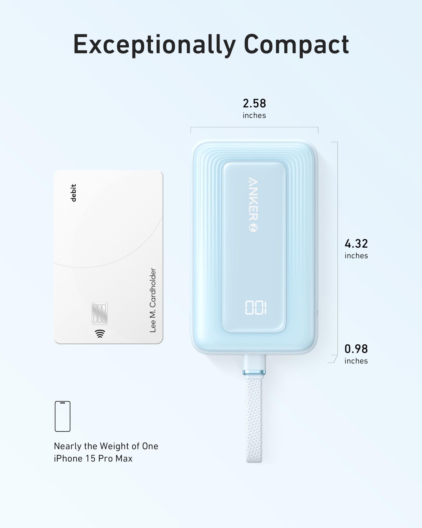Anker Portable Charger, 10,000mAh 30W Power Bank, USB-C in and Out Fast Charging Battery Pack, Travel Essential Phone Power Bank, for iPhone 16/15, iPad, MacBook, Galaxy, Google, and More