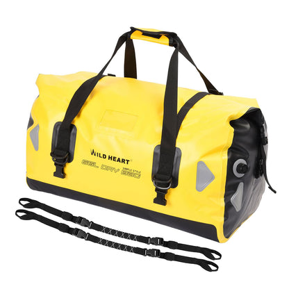 WILD HEART Waterproof Motorcycle Duffel Dry Bag PVC500D Double-bottom With Rope Straps and Inner Pocket 40L 66L 100L for Kayaking/Camping/Boating/Motorcycle/Hiking/Surfing (66L,Yellow)