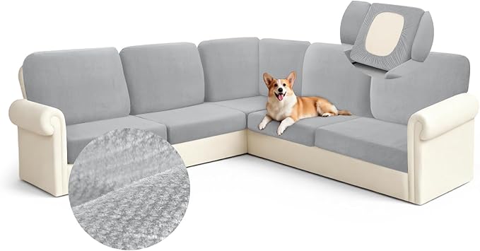 Arfntevss Velvet Corner Sectional Couch Covers Slipcovers L Shape Couch Cushion