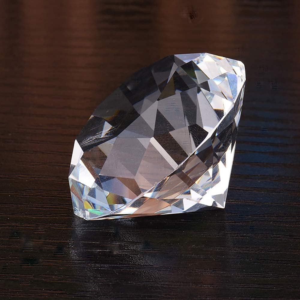 Large Crystal Diamond Paperweight with Stand Jewels Wedding Decorations Centerpieces Home Decor 3.93 inch (Clear 100mm)