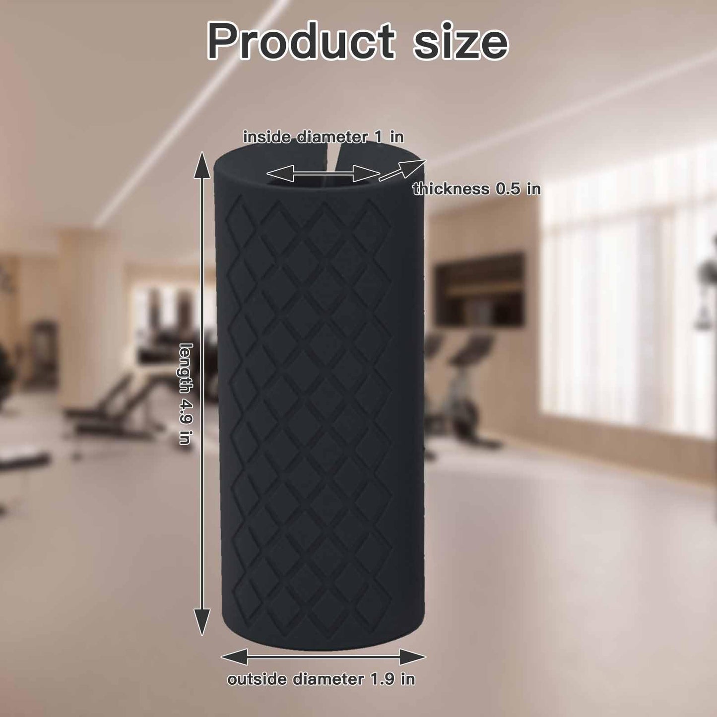 AIKESIWAY Thick Dumbbell & Barbell Grips for Weightlifting - High-Density Silicone Rubber, Non-Slip Gym Grips for Muscle Growth, Hand Stress Relief, Arm Blaster Adapter (1 Pair) (Black)