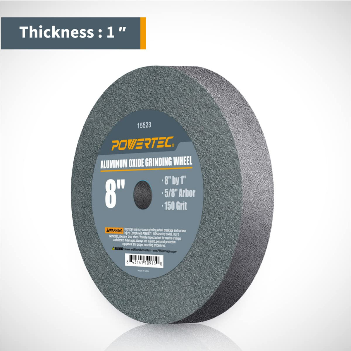 POWERTEC Bench Grinder Wheel 8 Inch 60 & 150 Grit, White Aluminum Oxide Grinding Wheel for Bench and Pedestal Grinder, 1" Thick 5/8" Arbor, Sharpening & Shaping Drill Bits, Blade, Chisel, 2PK (15528)