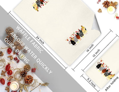 Jvpke Christmas Chicken Kitchen Towels, Xmas Hand Towels for Bathroom Kitchen, Decor for Bathroom Kitchen, Gifts for Chicken Lover Women Men Kids, 16x24 in