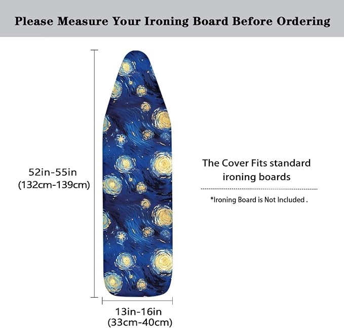 Galaxy Star Steam Ironing Board Cover Standard Size 15" X 54", Starry Night Oil