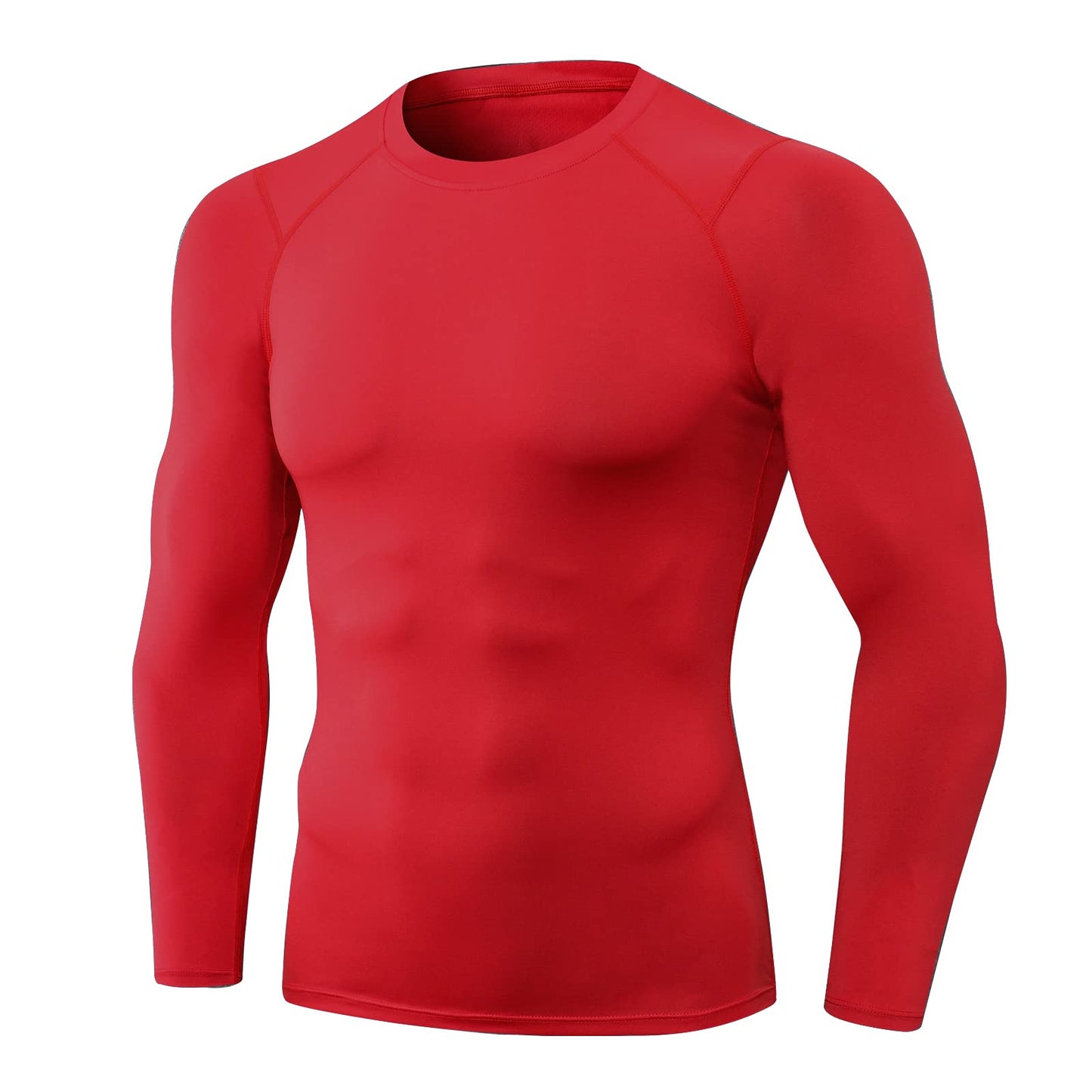 Men's Compression Shirt Long Sleeve Athletic Workout Dry Fit T-Shirts Top Active Sport Gear Baselayer Undershirt Red