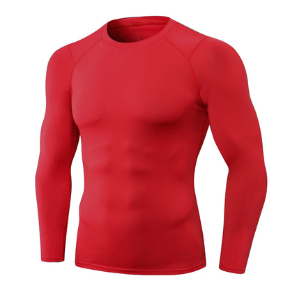 Men's Compression Shirt Long Sleeve Athletic Workout Dry Fit T-Shirts Top Active Sport Gear Baselayer Undershirt Red