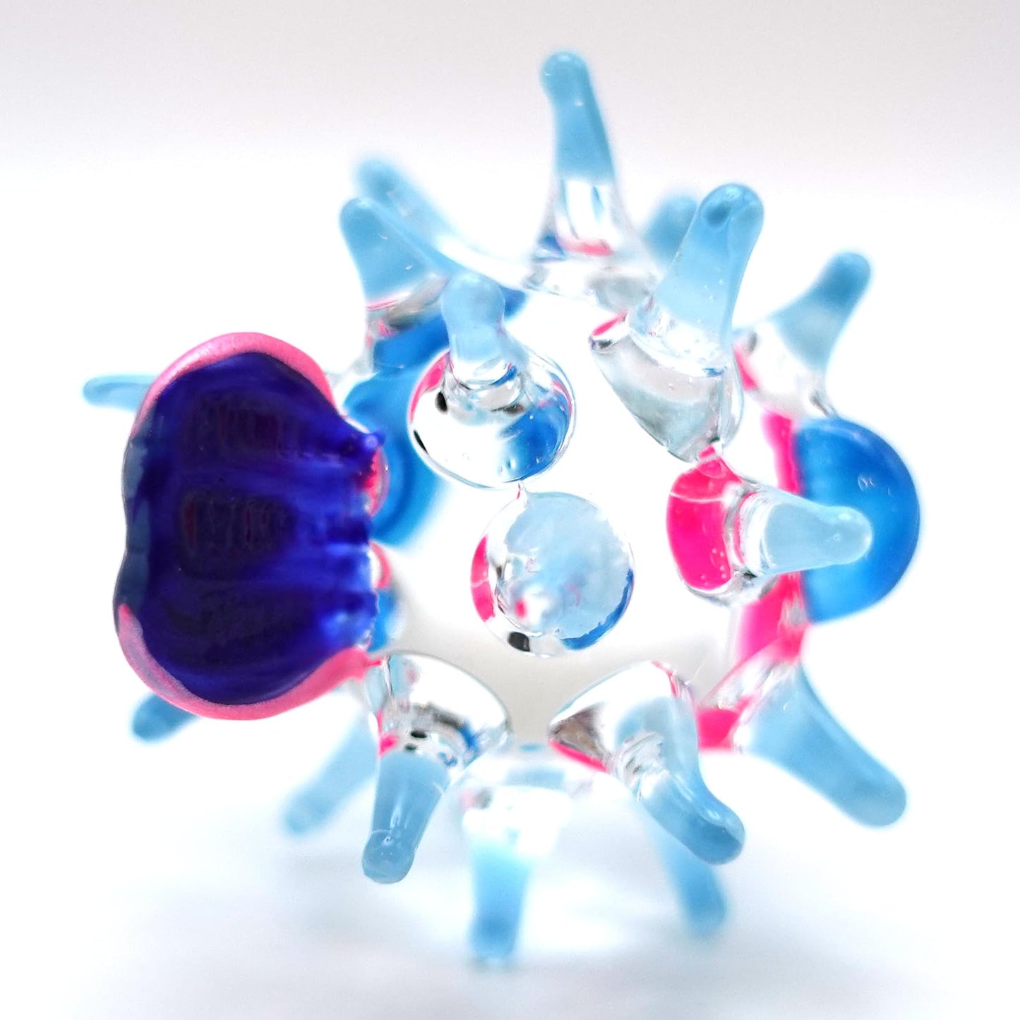 Sansukjai Puffer Miniature Hand Blown Glass Art Figurines Sea Animals Collectible Gift Home Décor (Blue)