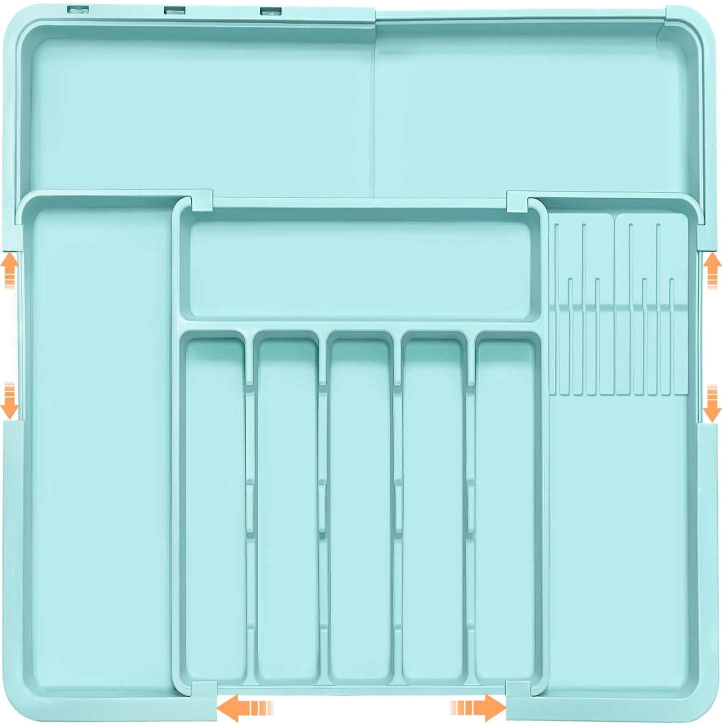 Homecor Silverware Organizer - Expandable Large Kitchen Drawer Organizer Utensil Organizer with 2 Removable Knife Blocks, 22"x 19"Cutlery Tray Drawer Dividers for Kitchen Flatware(6-9 Slots) (Black)