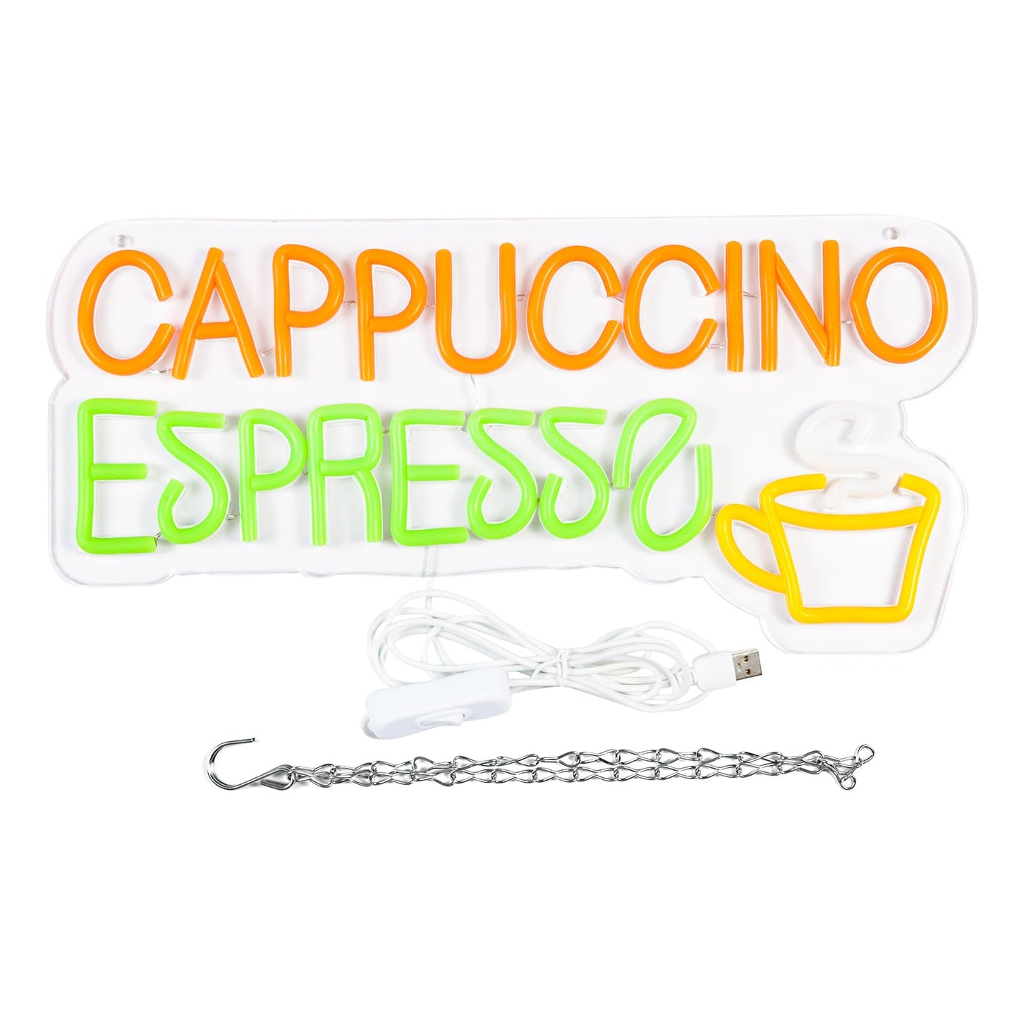 Balanar Cappuccino Espresso Neon Signs Beer Bar Sign Led Lights for Coffee Bar Wall Decor Bistro Cafe Shop Man Cave Party Christmas Gift 16.1 * 7.7inch