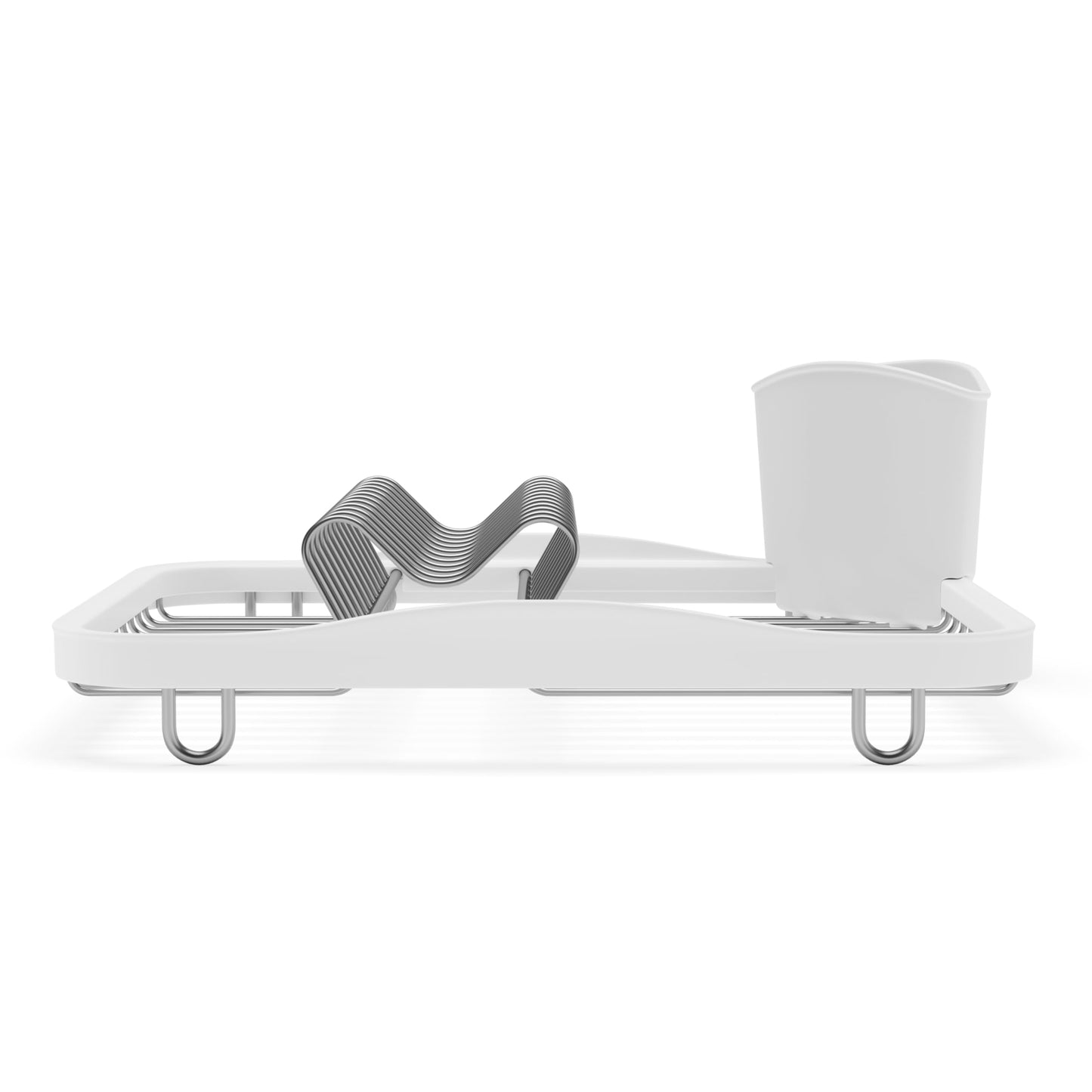 Umbra Sinkin Drying Rack – Dish Drainer Caddy with Removable Cutlery Holder Fits in Sink or on Counter top, Medium, White/Nickel Kitchen