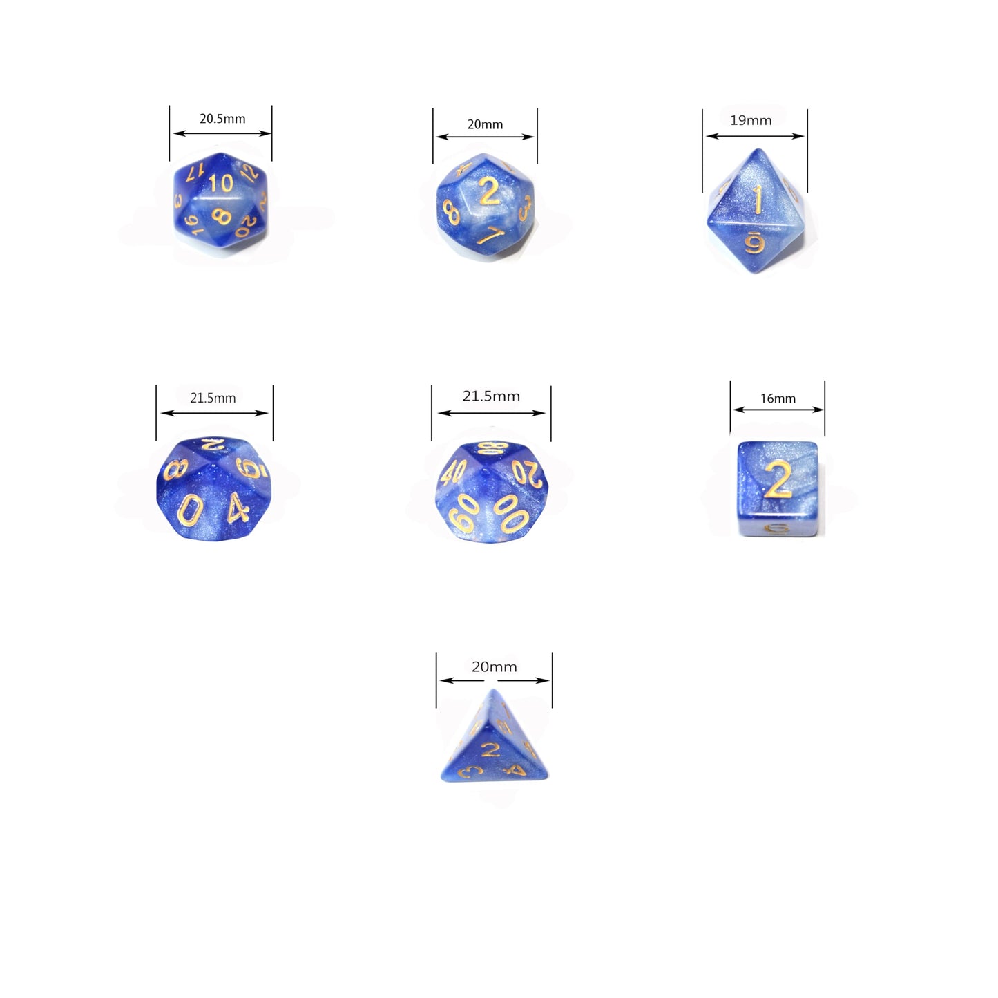 SmartDealsPro 6 x 7 Sets (42 pcs) Glitter Polyhedral Dice Sets with Pouches for DND RPG MTG Dungeon and Dragons Table Board Roll Playing Games D4 D8 D10 D12 D20 (Color 2)