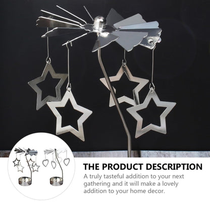 TOYANDONA Rotating Metal Candle Holders 2pcs Romantic Five-Point and Love-Shaped Designs, Desktop Candle Spinner Ornament for Home Decoration and Festival Table Display