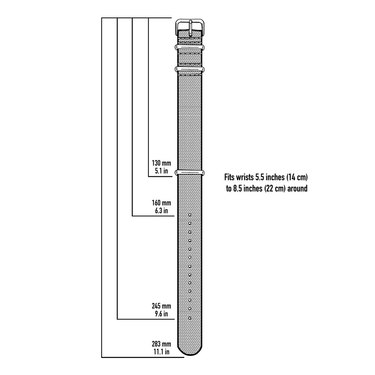 Archer Watch Straps - Classic Nylon NATO Watch Bands (Black/Gray, 20mm)